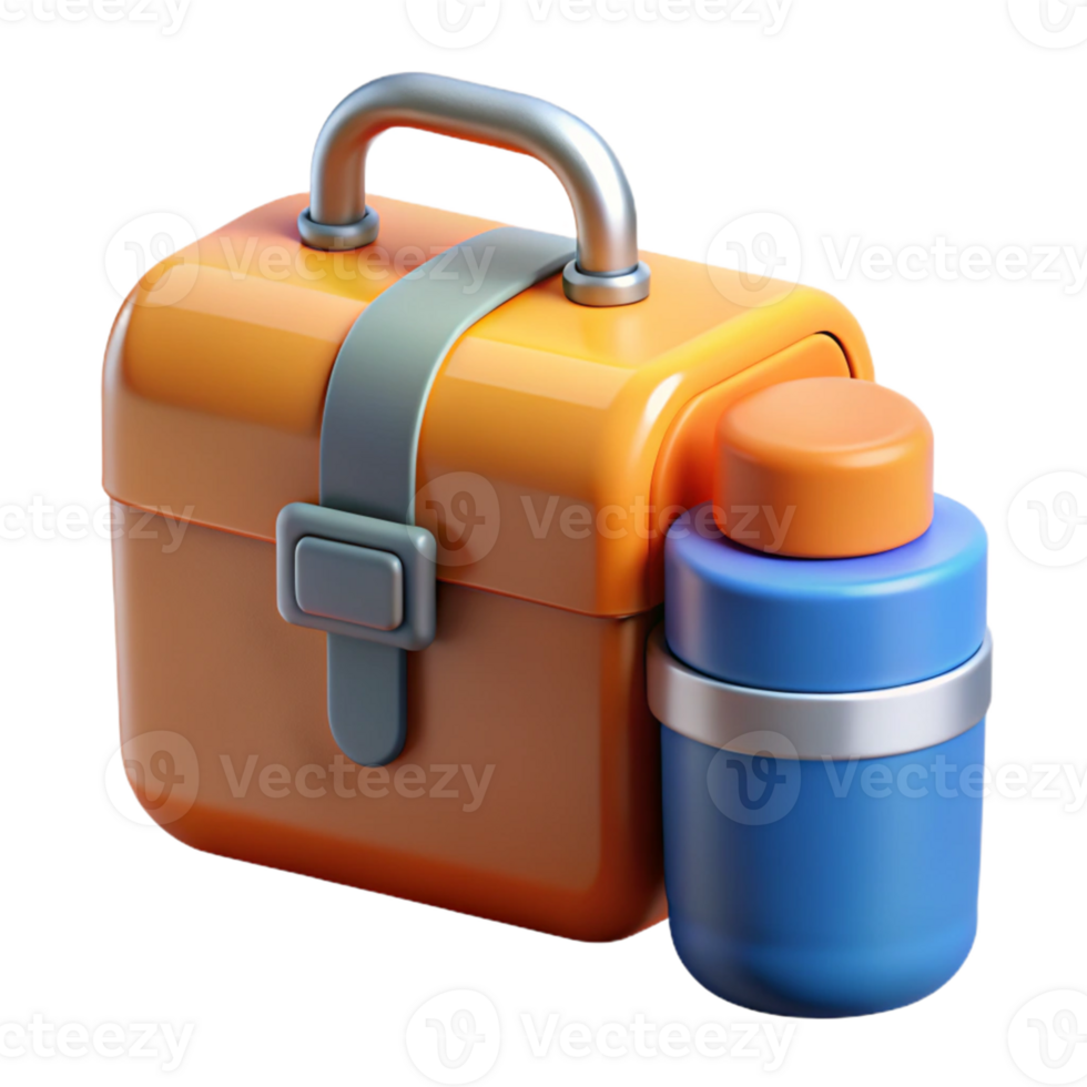 3D Render Lunchbox and Water Bottle Illustration png