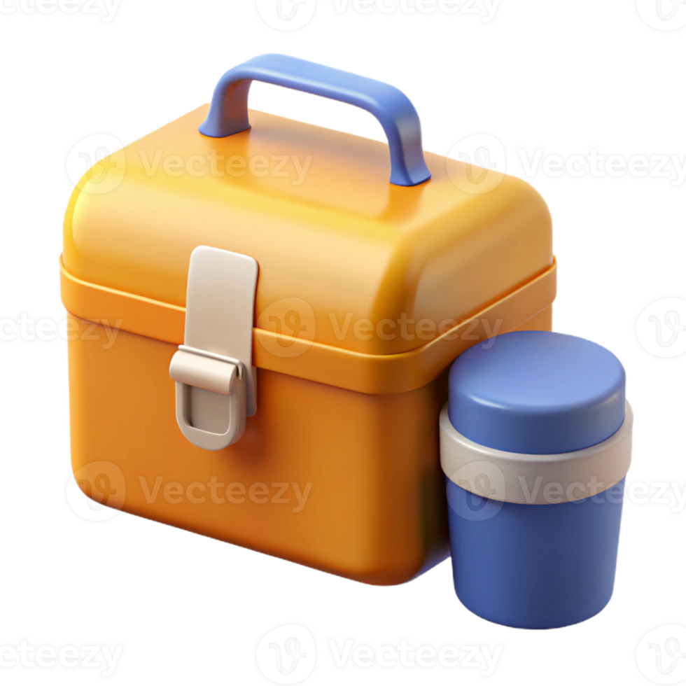 3D Render Lunchbox and Thermos png