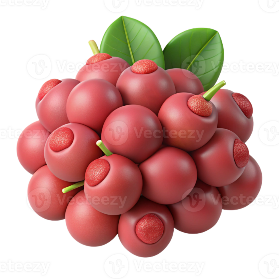3D Render of Red Berry Cluster png