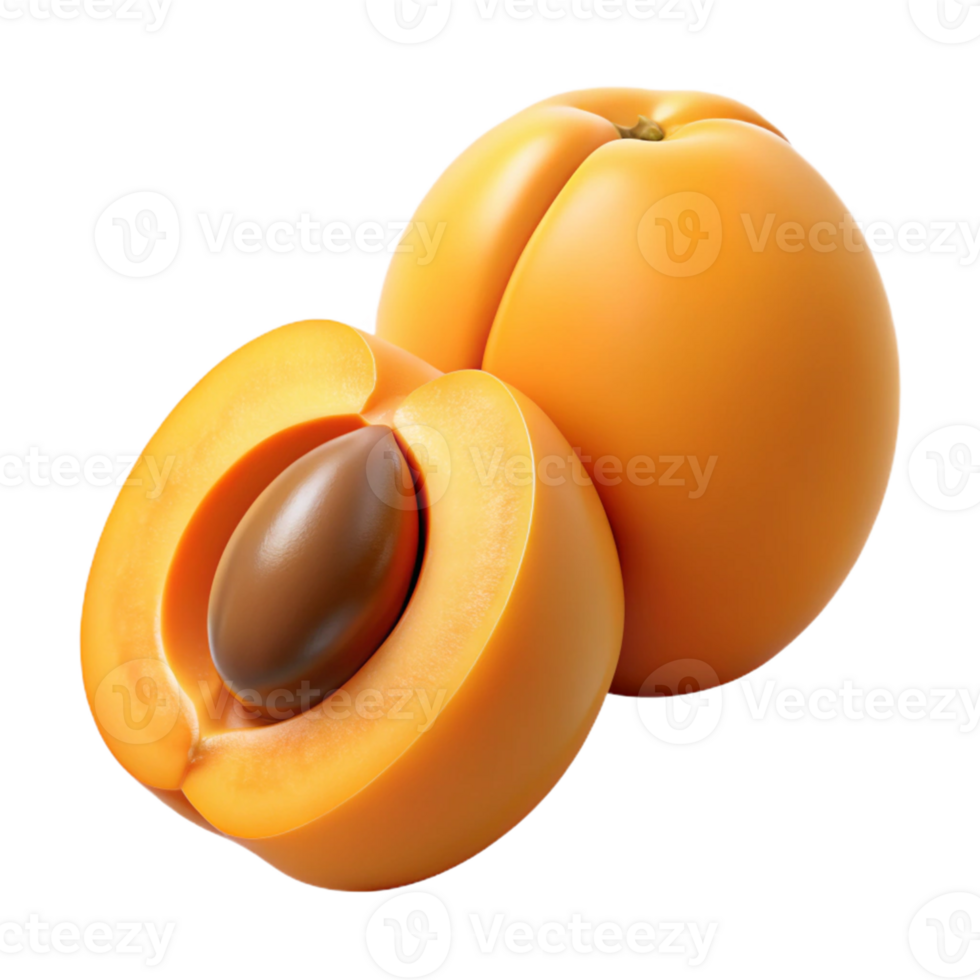 3D Render of Apricots, Halved Fruit Illustration png