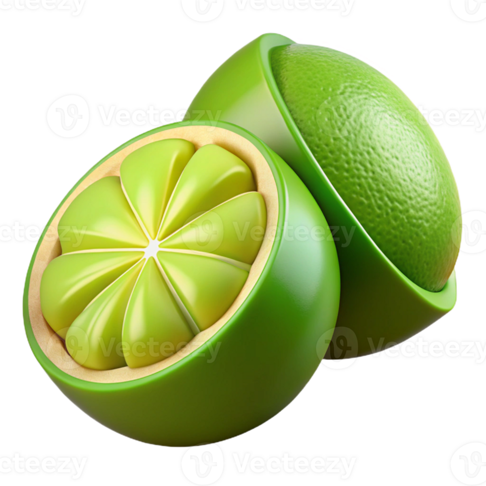 3D Render of Limes, Juicy Citrus Fruit Illustration png
