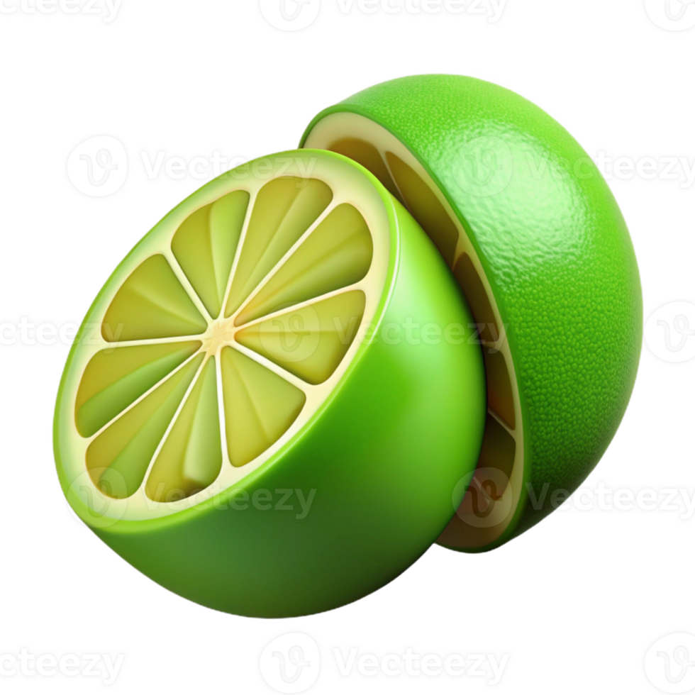 3D Lime Illustration, Sliced and Juicy png