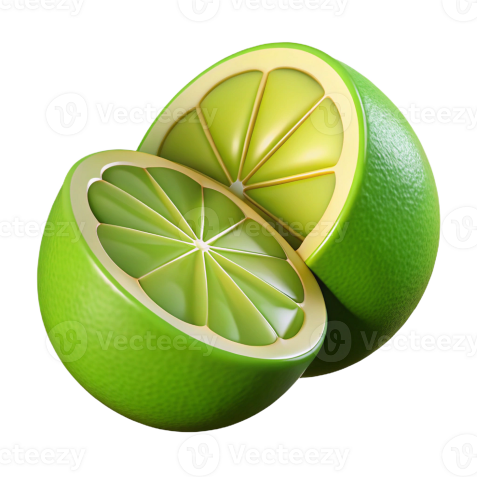 3D Render Lime Fruit Slices png