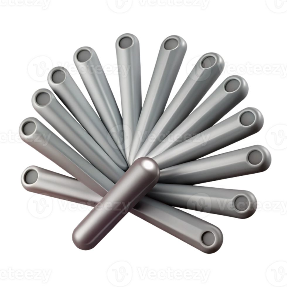 Abstract 3D Render of Gray Cylinders png