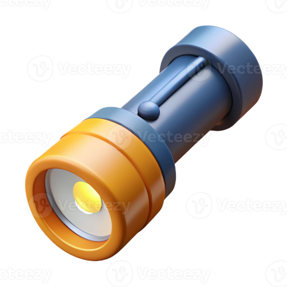 3D Render Orange and Blue Flashlight png