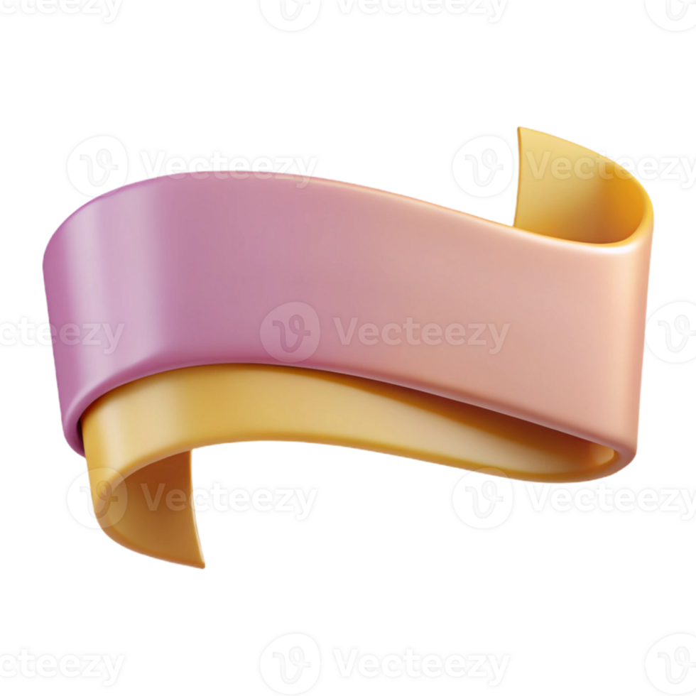 Abstract 3D Render Pink Gold Ribbon Swirl png