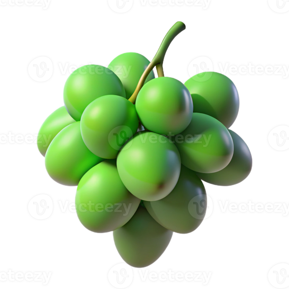 3D Render Green Grapes Bunch Illustration png
