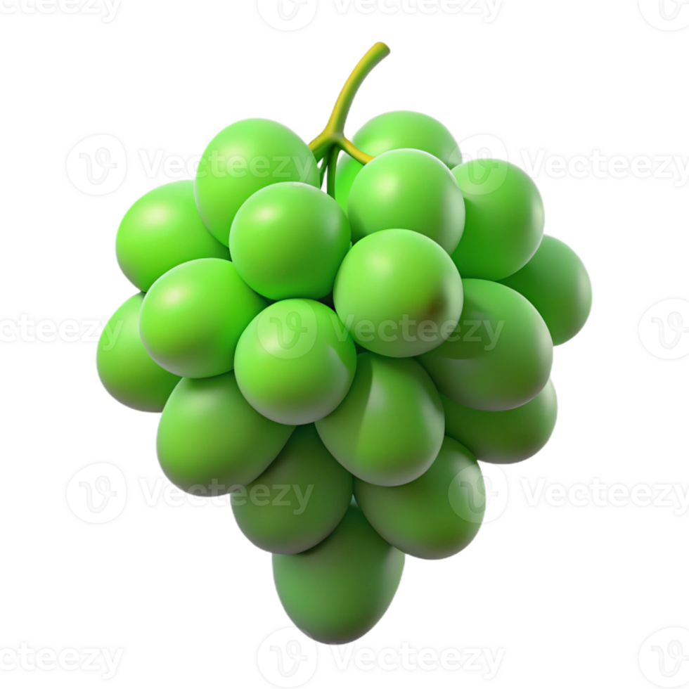 3D Render Green Grapes Bunch Illustration png