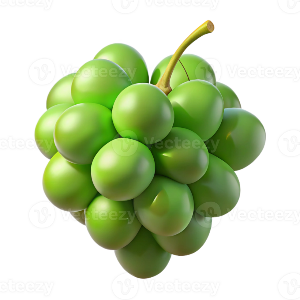 3D Render Green Grapes Bunch png