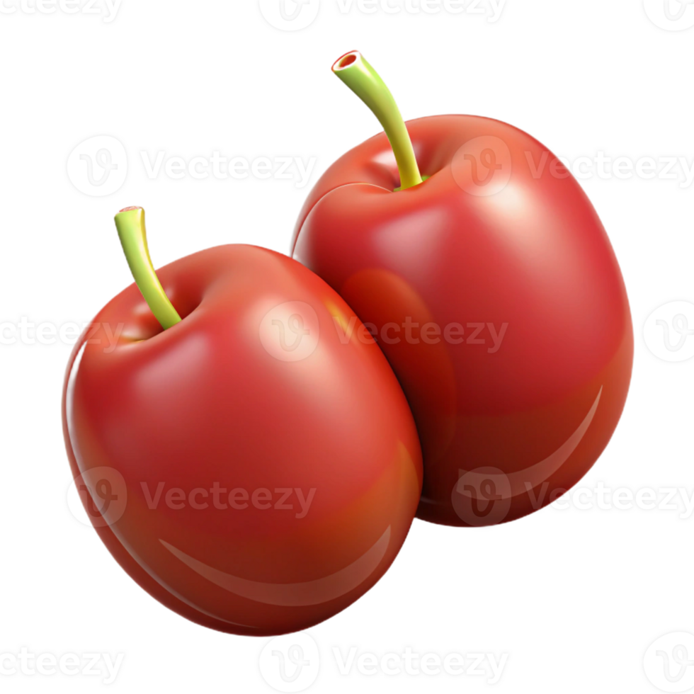 3D Render Two Red Plums png