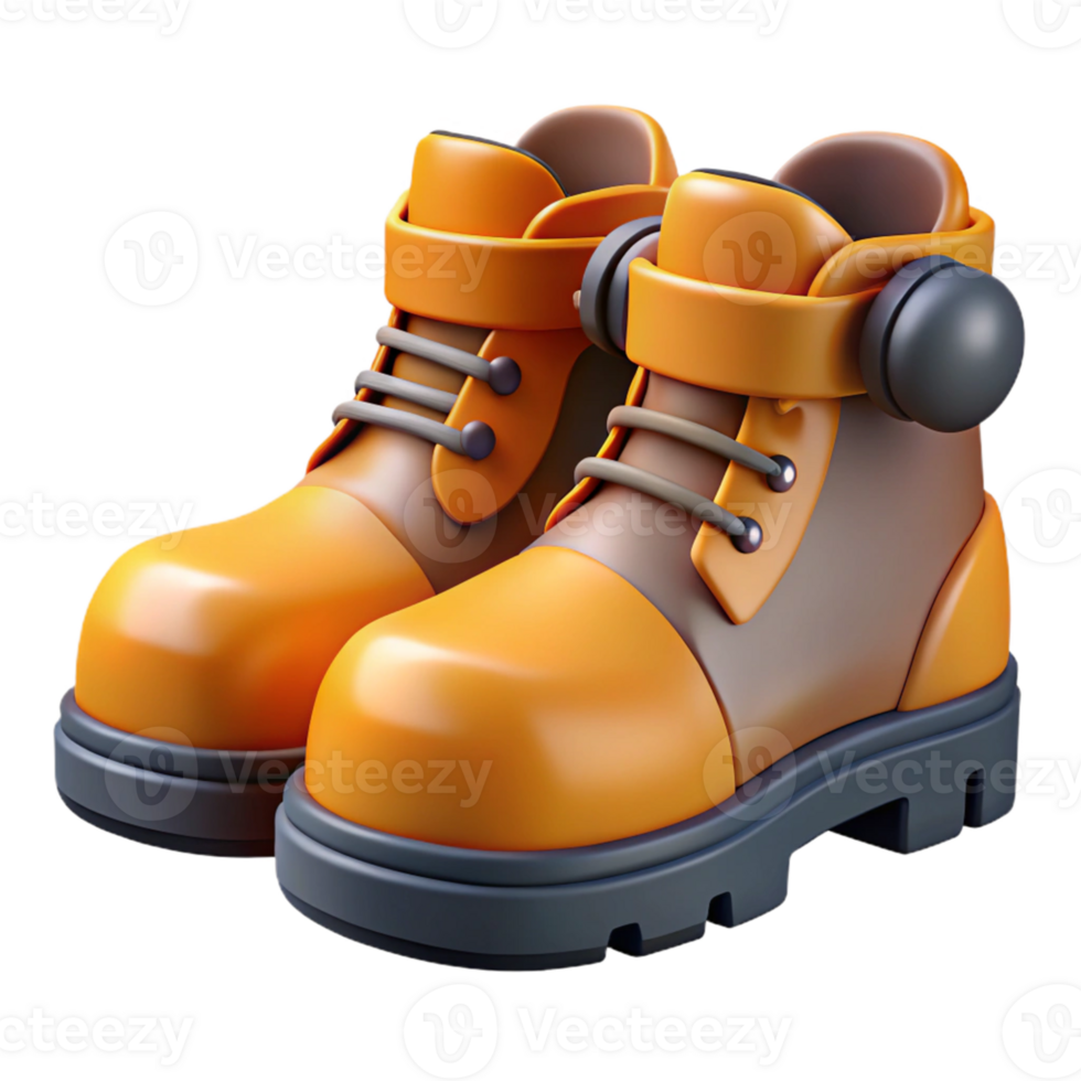 3D Render Orange Boots Illustration png