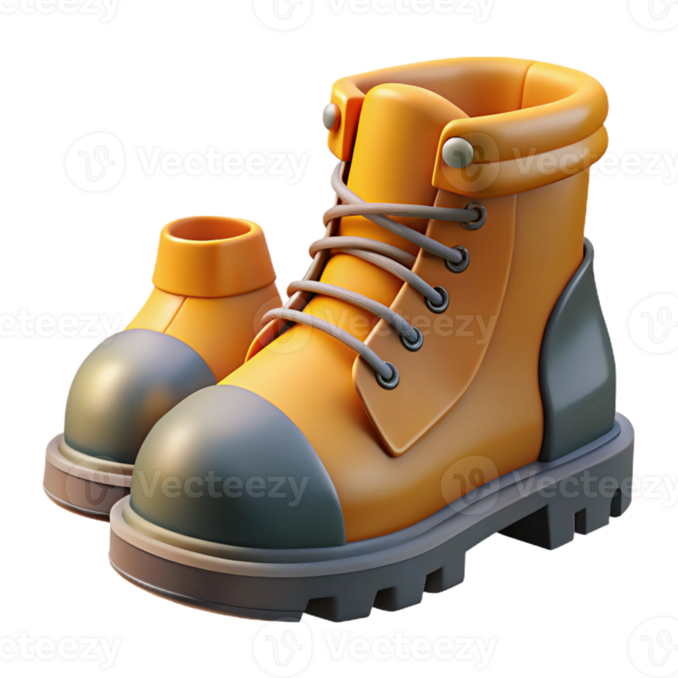 3D Render Orange Boots Illustration png