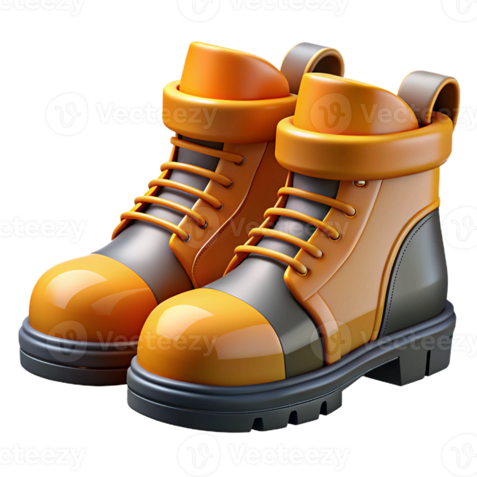 Orange 3D Boots Illustration png