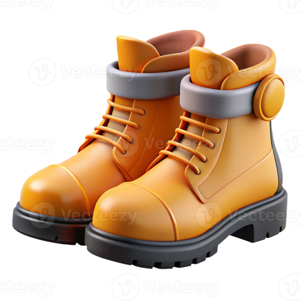 3D Render Orange Boots Illustration png