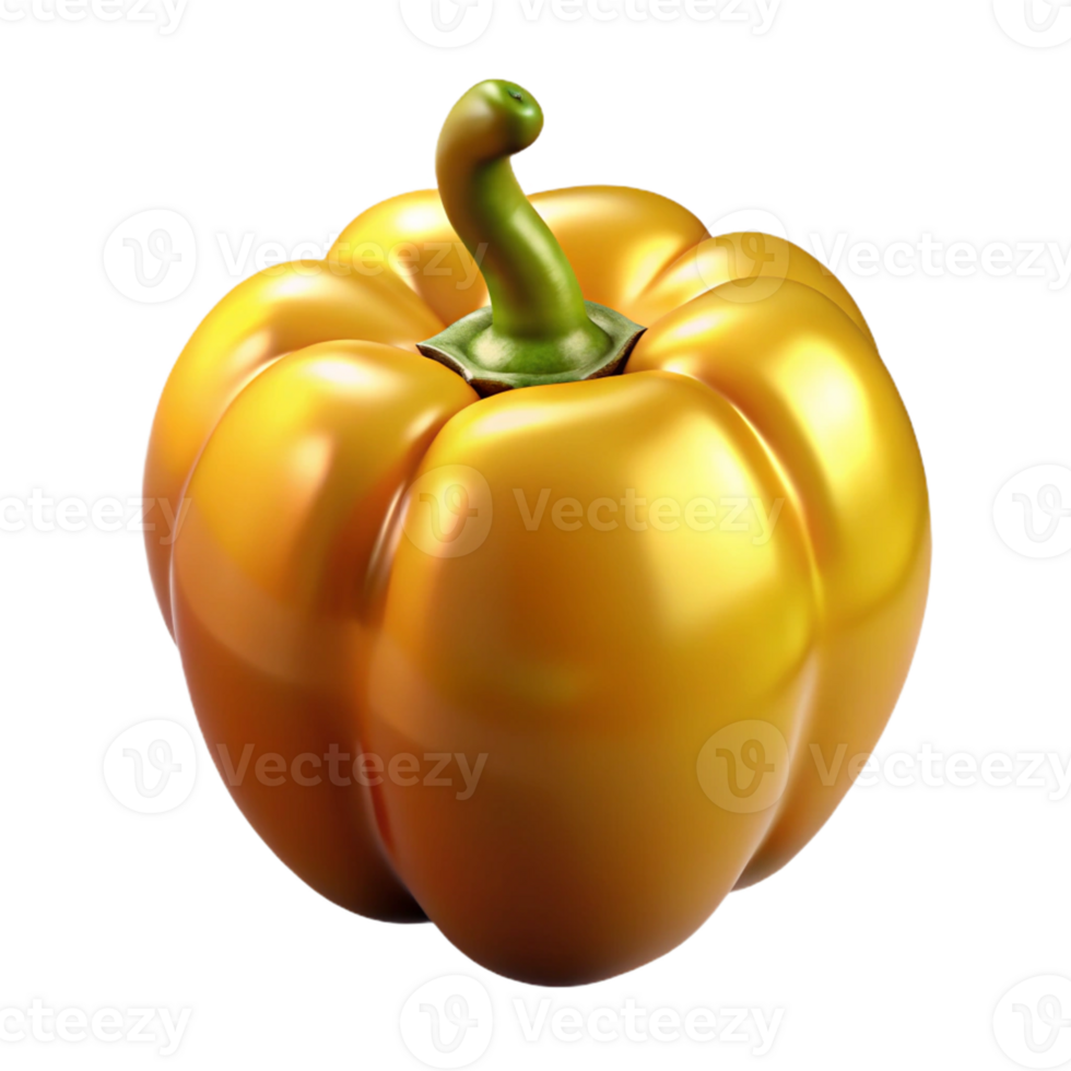 Golden Bell Pepper 3D Render png