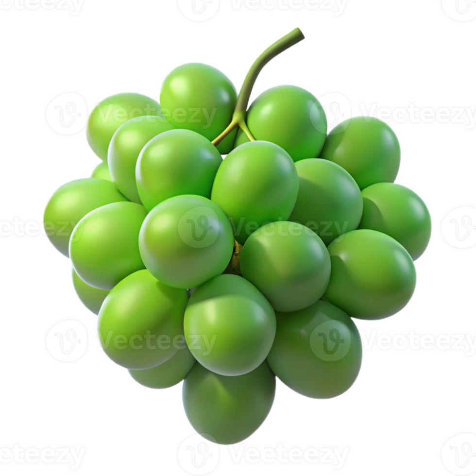 3D Render Green Grapes Bunch Illustration png