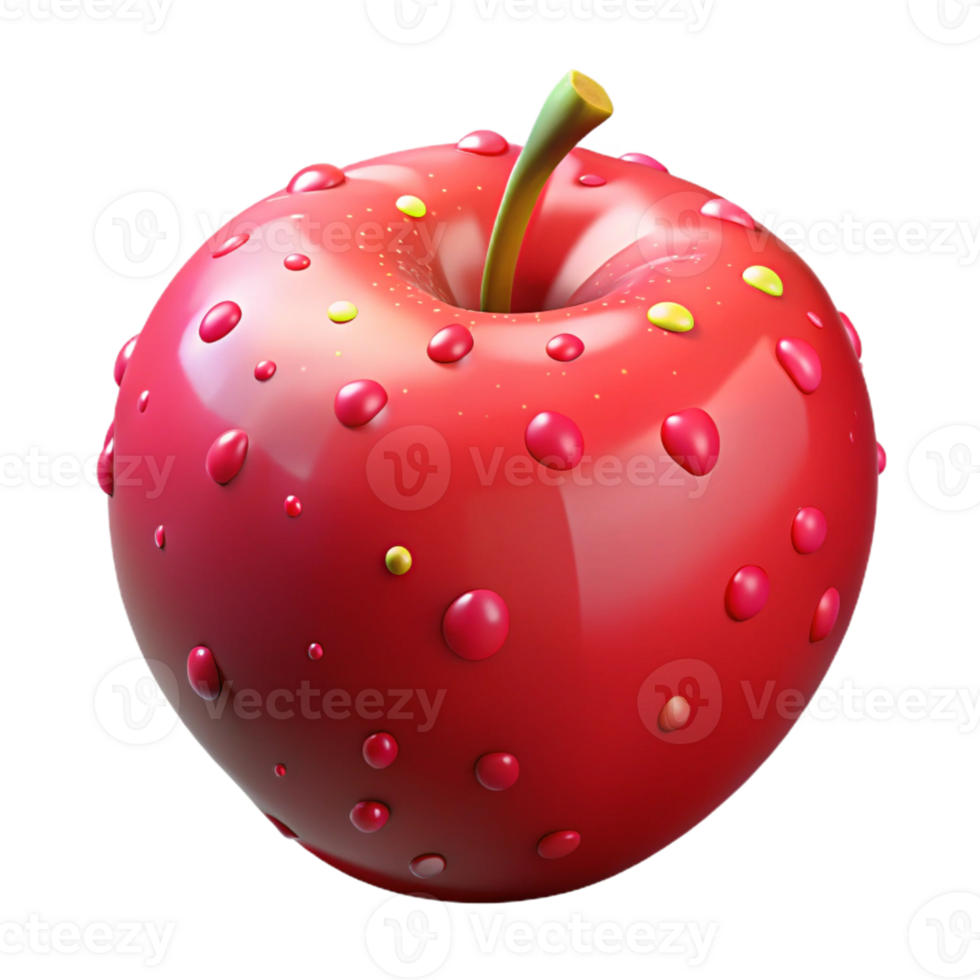 3D Render Red Apple with Colorful Dots Illustration png