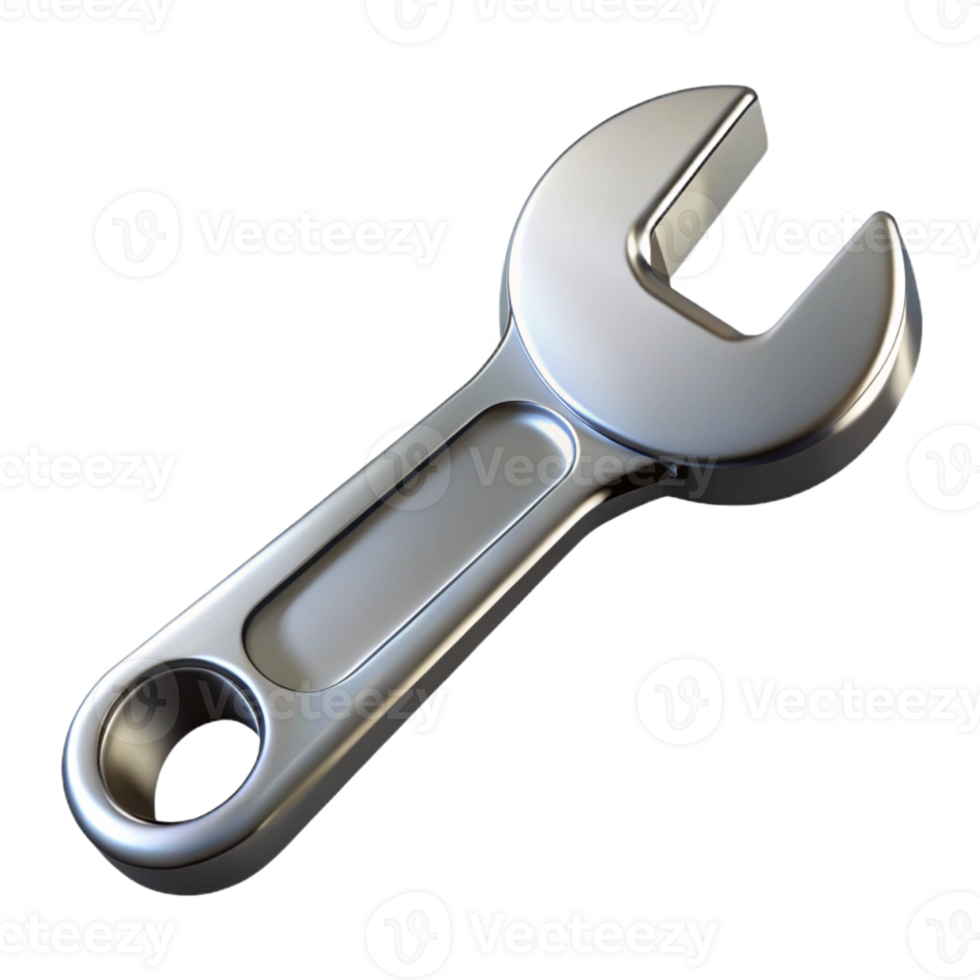 3D Render Metallic Wrench Illustration png