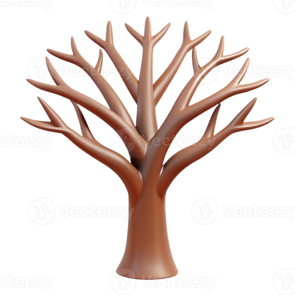 3D Render Brown Tree Illustration png