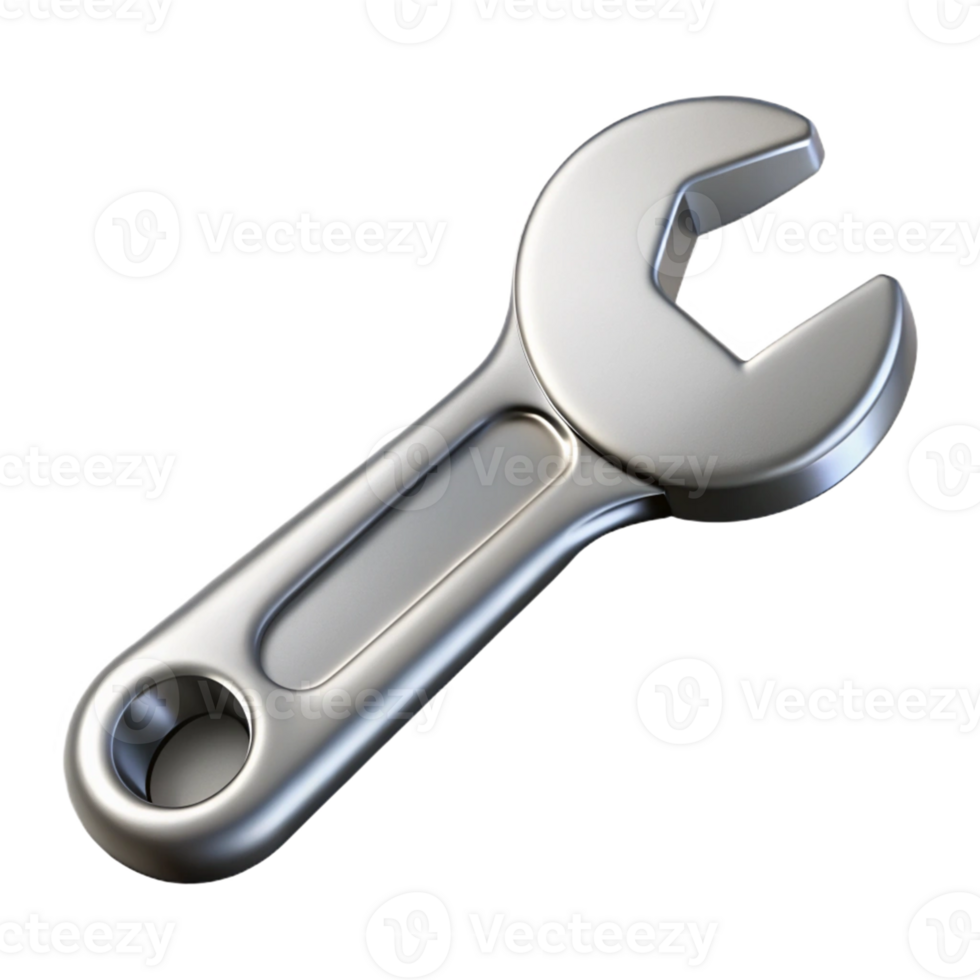 3D Render of Silver Wrench png