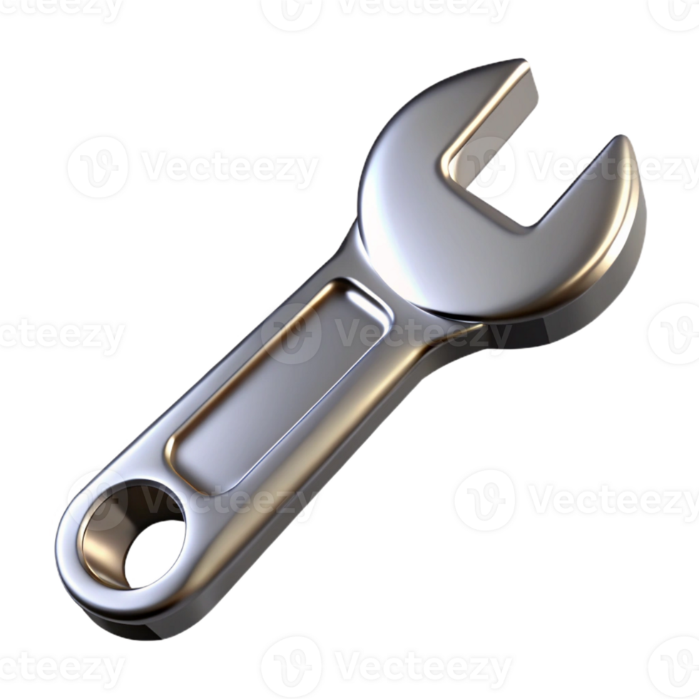 3D Render Metallic Wrench Illustration png