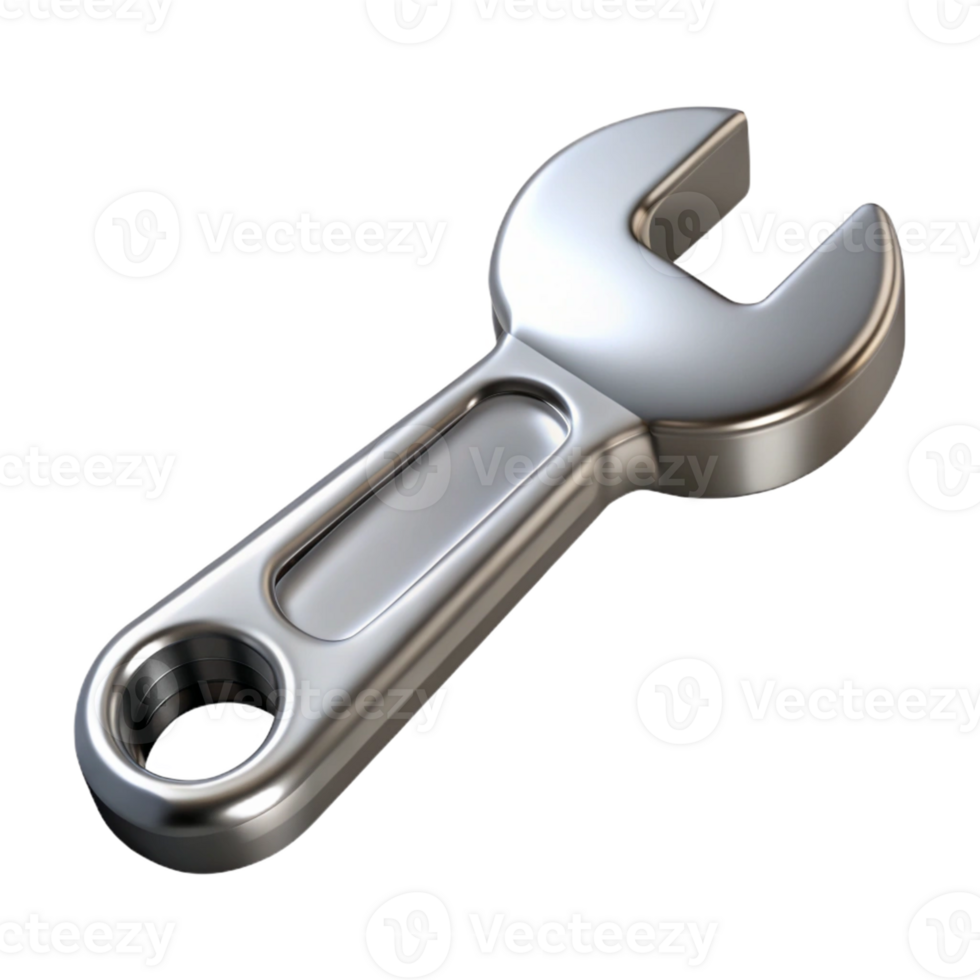 3D Render Metallic Wrench Illustration png