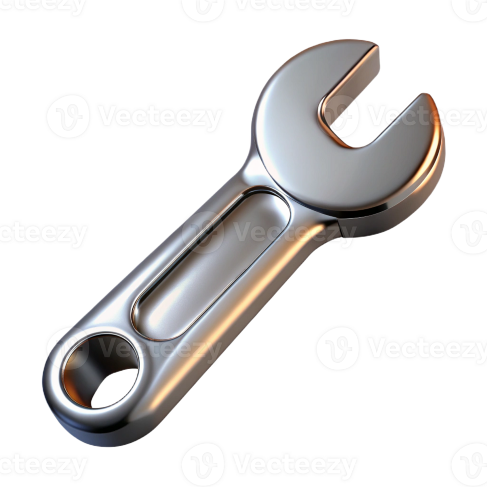 Metallic Wrench 3D Render png