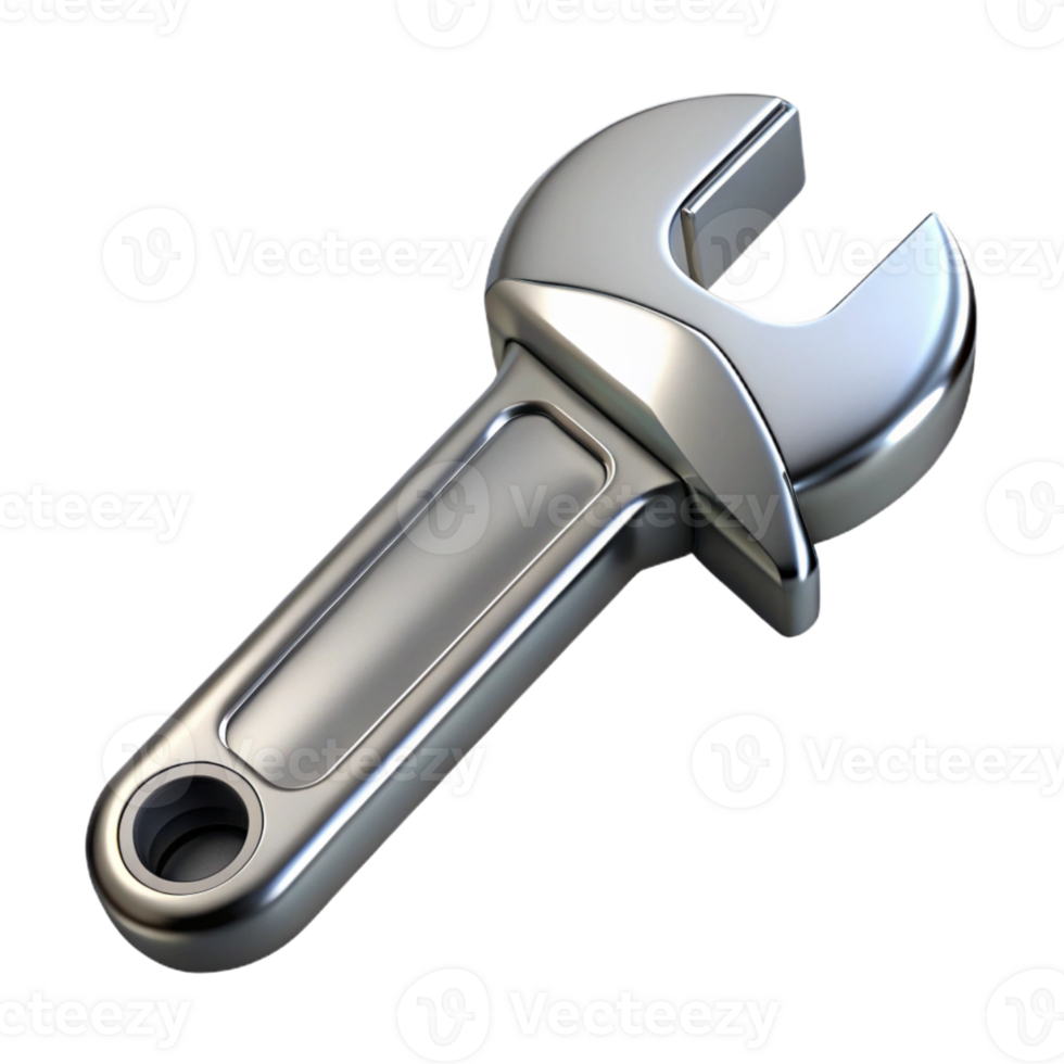 3D Render of Silver Wrench png