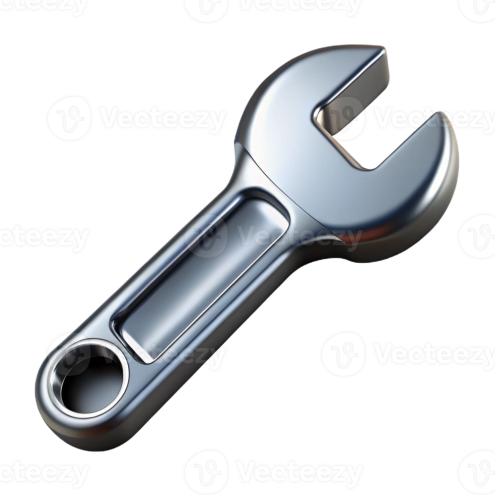 3D Render Metallic Wrench Tool Illustration png