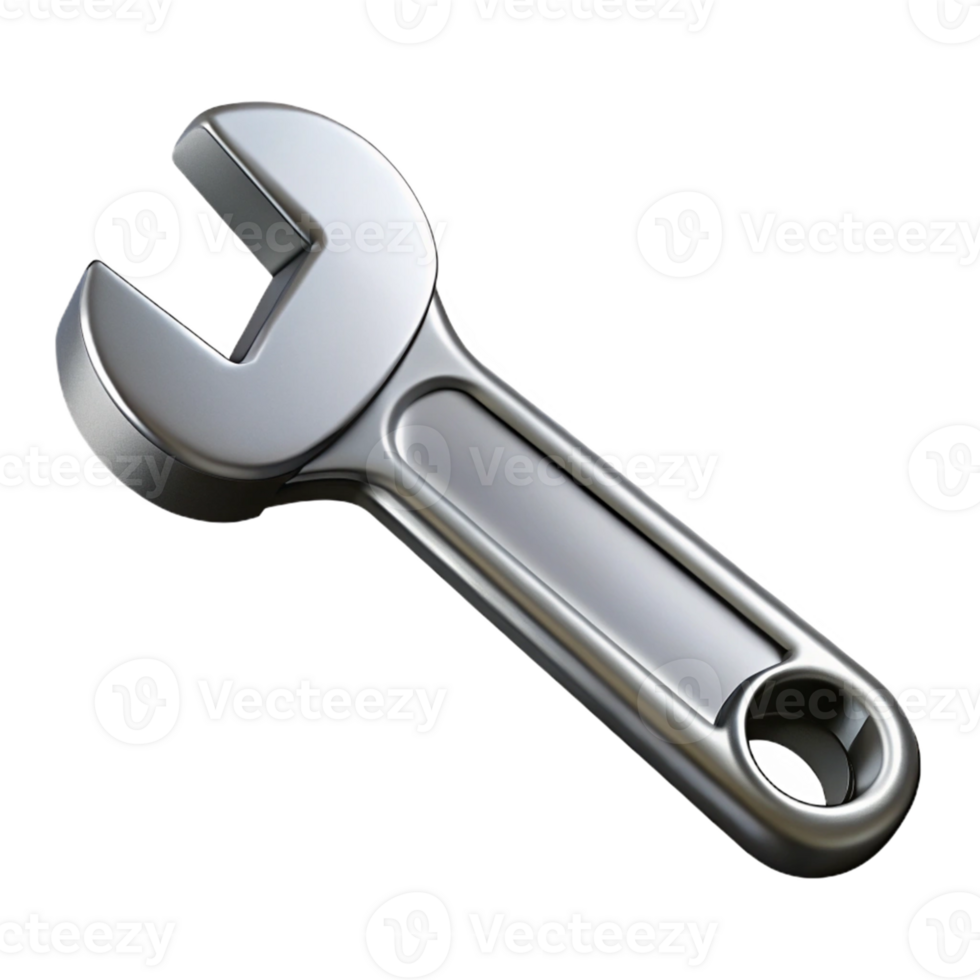 3D Render Metallic Wrench Tool png