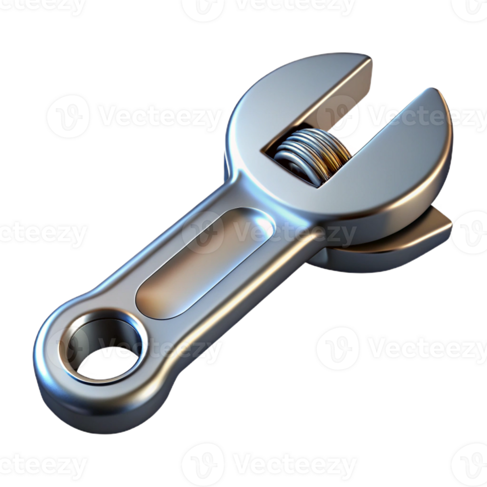3D Render of a Metal Wrench png