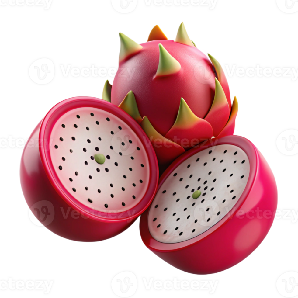 3D Render of Dragon Fruit Slices png