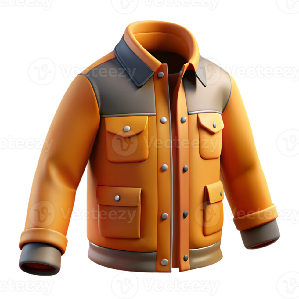 3D Render Orange Jacket Illustration png
