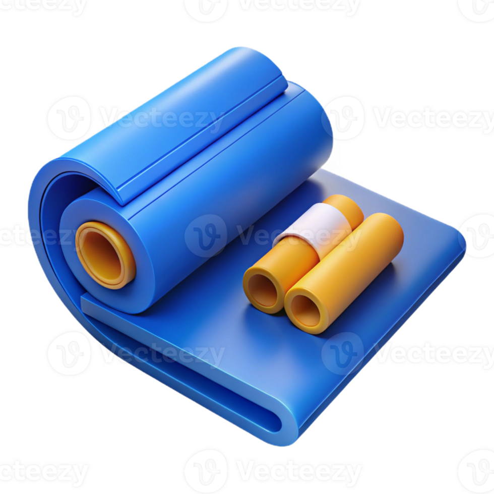 3D Render Blue Yellow Rolled Material Illustration png