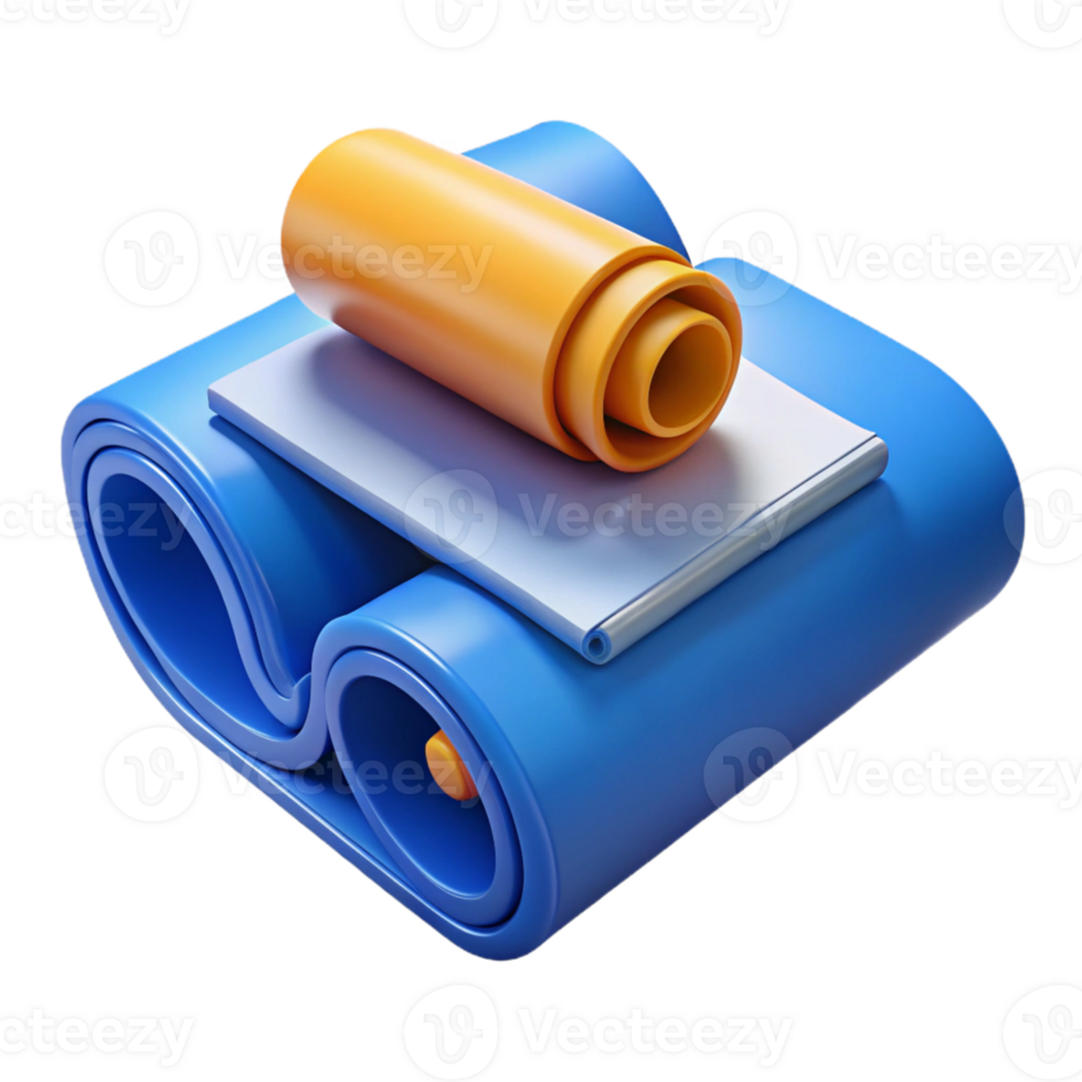 3D Render Rolled Mats and Book png