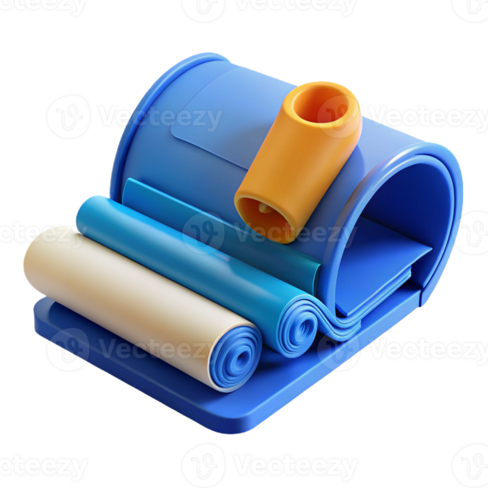 3D Render Blue Rolled Material Illustration png