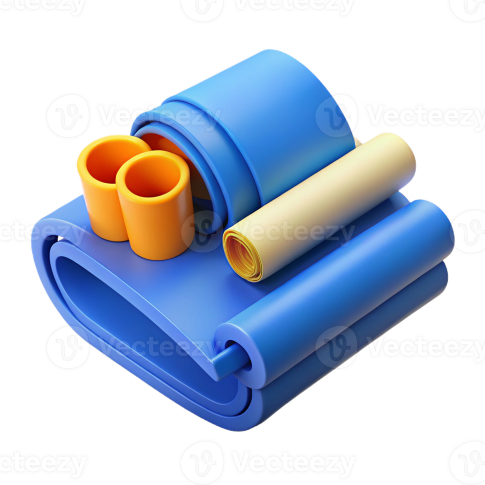Abstract 3D Render Blue and Orange Rolled Shapes png