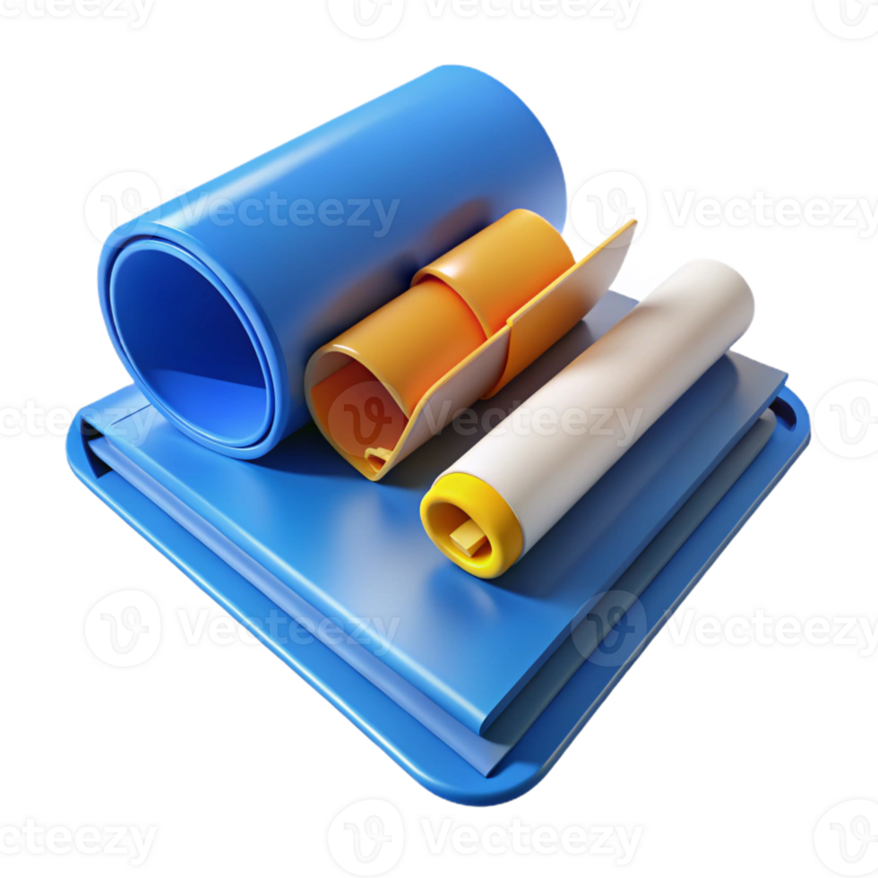 3D Render Blue Orange White Cylinders Abstract Background png