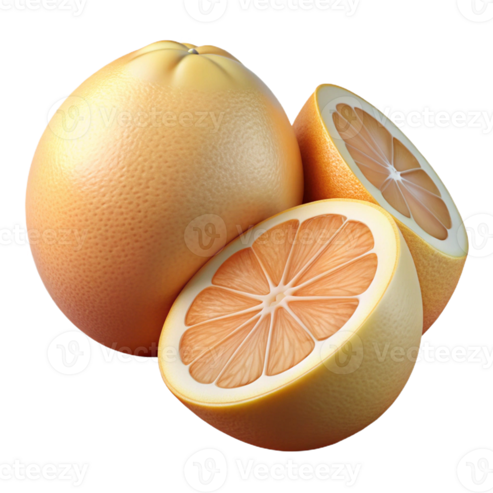 3D Grapefruit Illustration, Juicy Citrus Fruit png