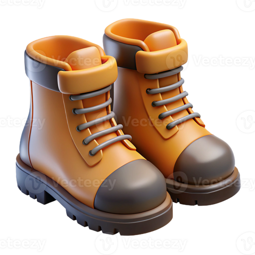 3D Render Orange Boots Illustration png