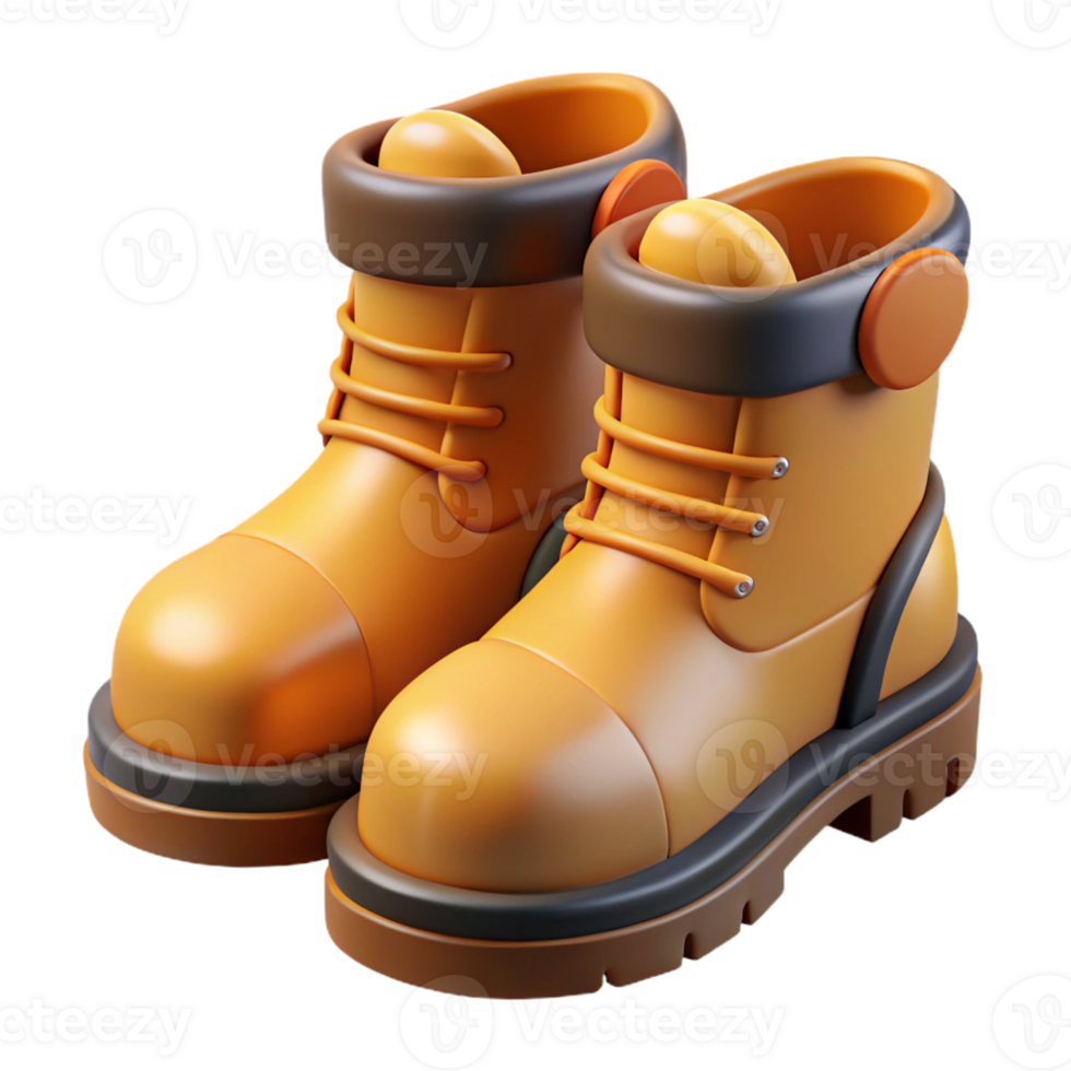 3D Render Yellow Boots Illustration png