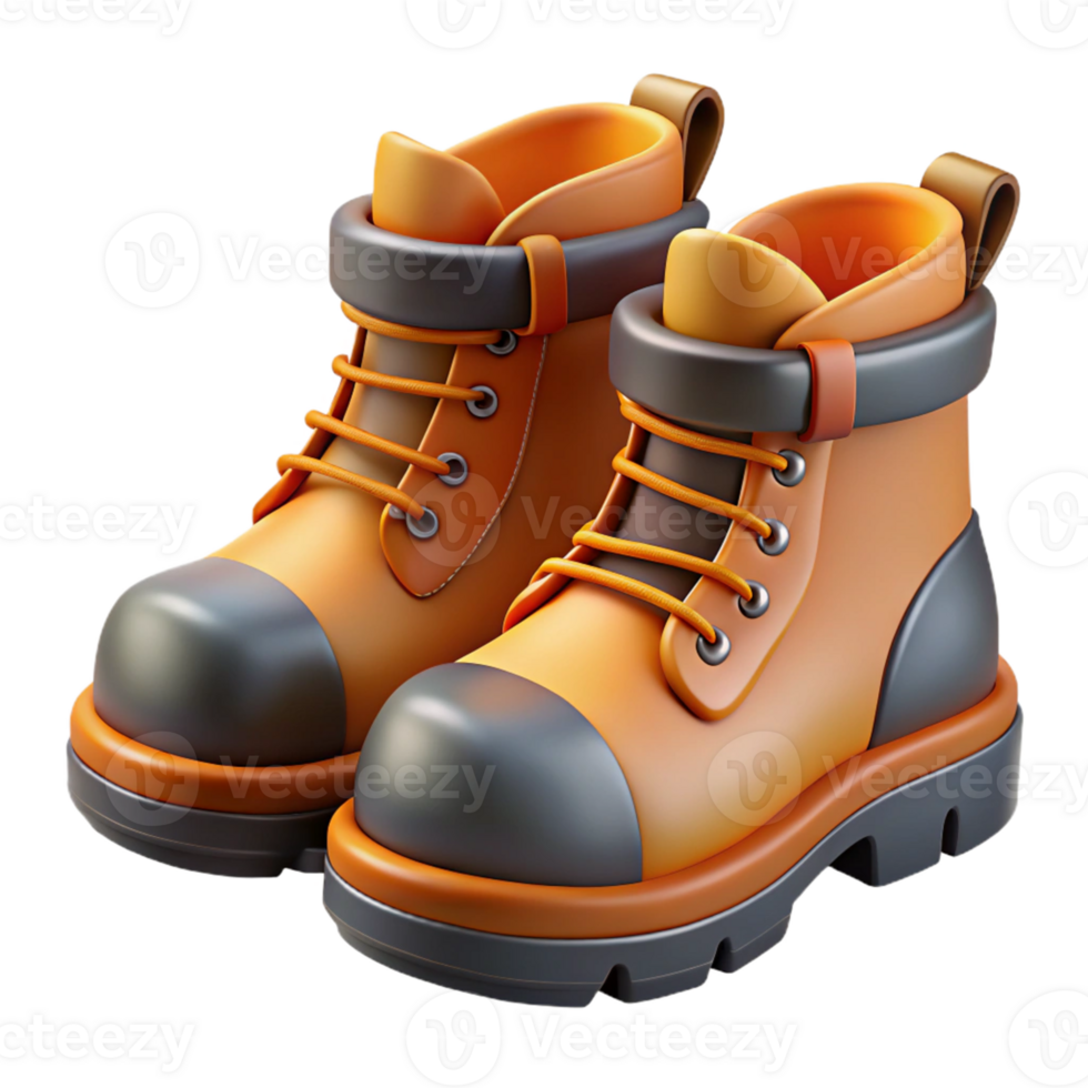 3D Render Orange Boots Illustration png