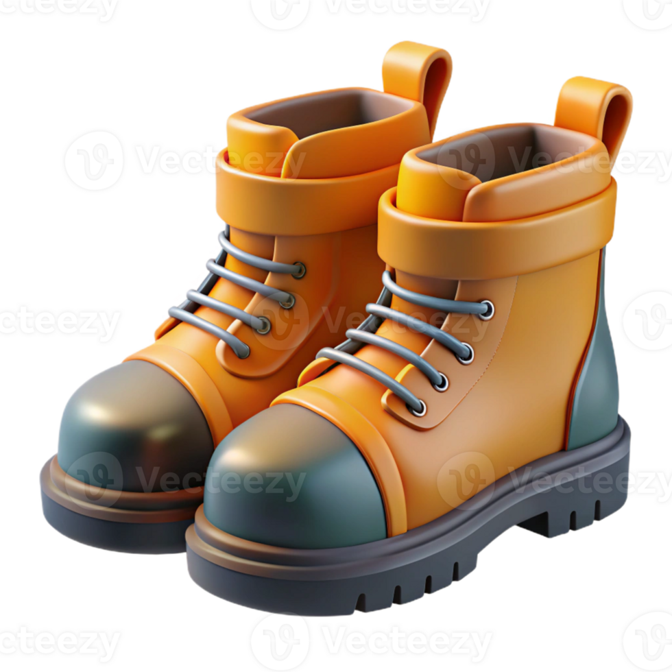 3D Render Orange Boots Illustration png
