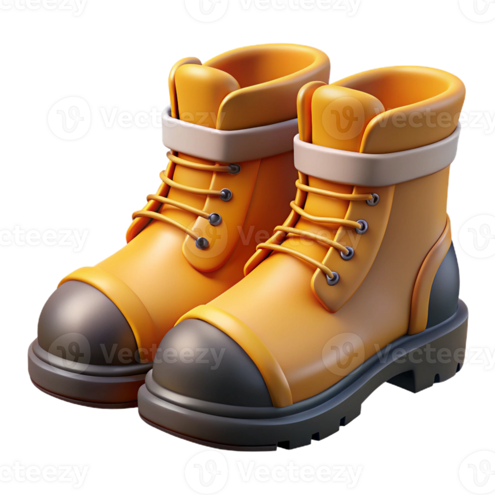 3D Render Yellow Boots Illustration png