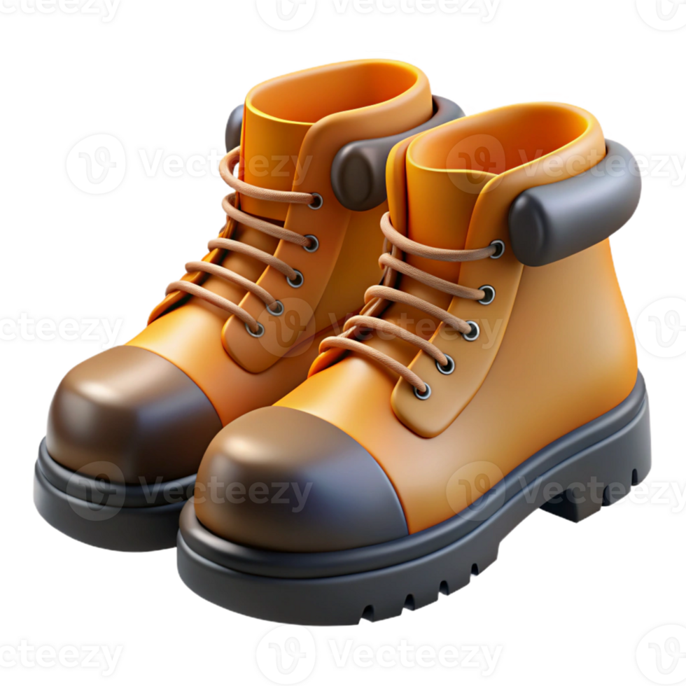 3D Render Orange Boots Illustration png