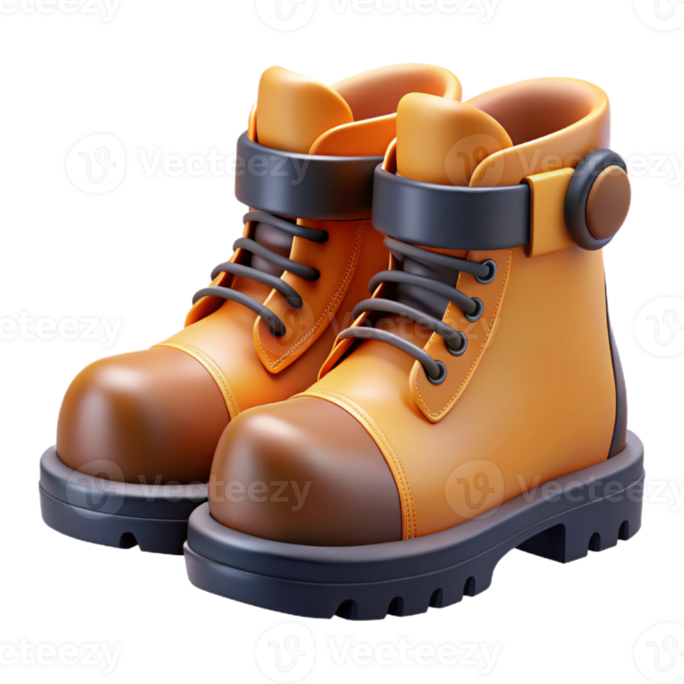3D Render Orange Boots Illustration png