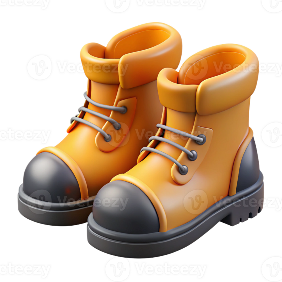 3D Render Orange Boots Illustration png