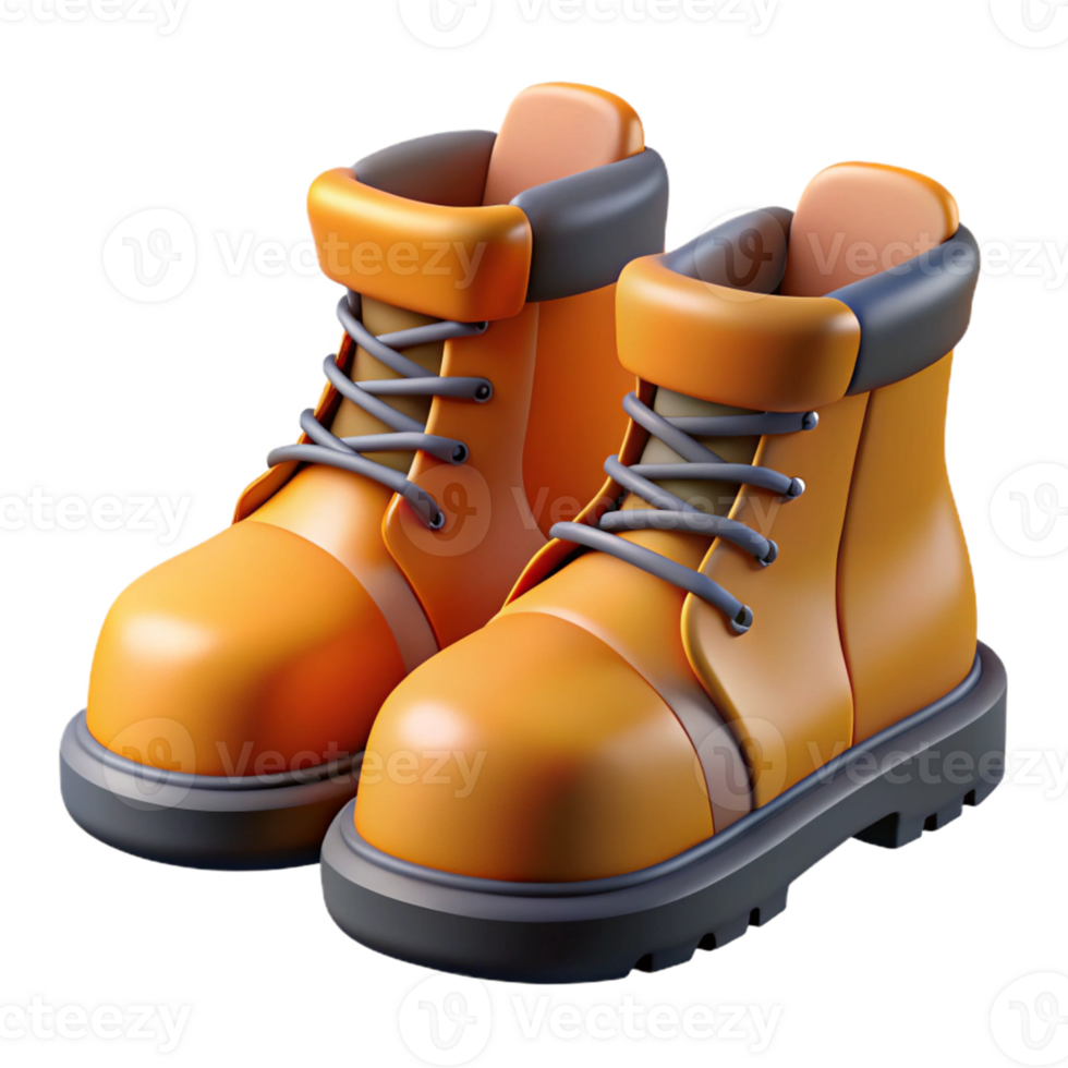 Orange Boots 3D Render png