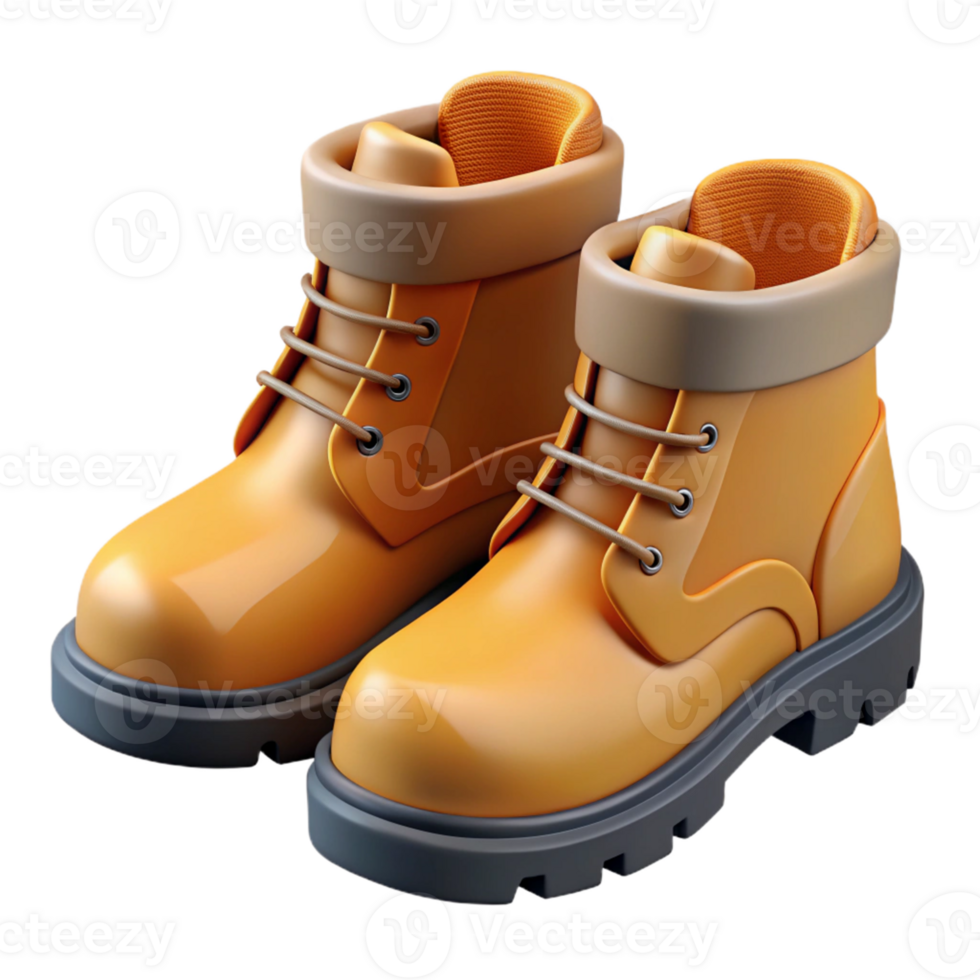 3D Render Yellow Boots Illustration png