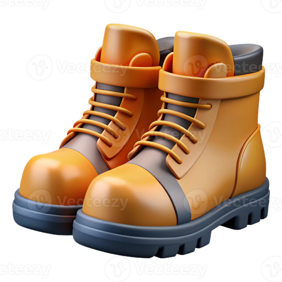 3D Render Orange Boots Illustration png